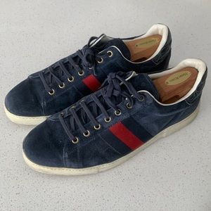 Gucci suede sneakers with crocodile trim